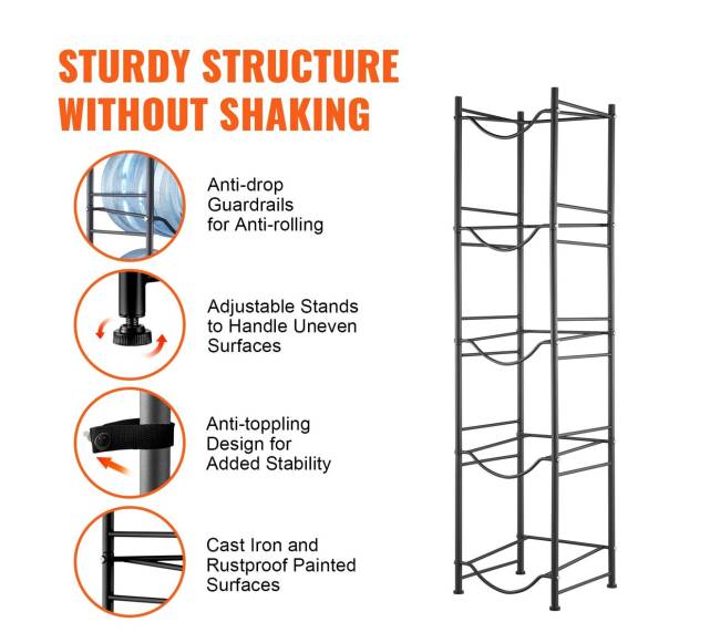 Penkių butelių laikiklis, vienos eilės stovas4