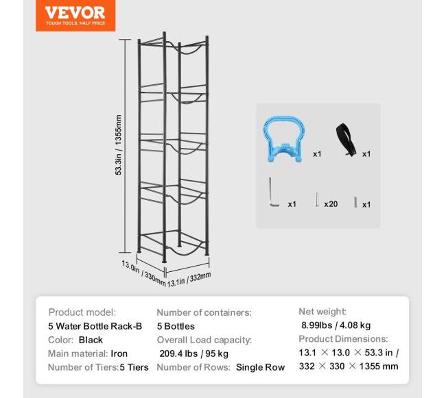 Penkių butelių laikiklis, vienos eilės stovas6