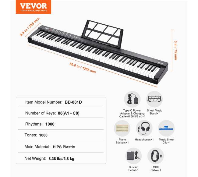 Elektrinis skaitmeninis pianinas 88 klavišai6