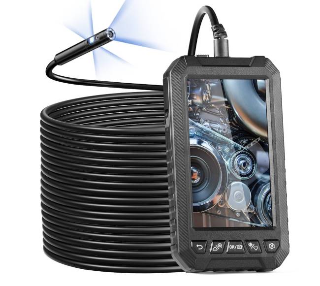 Endoskopinė kamera su šviesomis ir 5 colių ekranu0