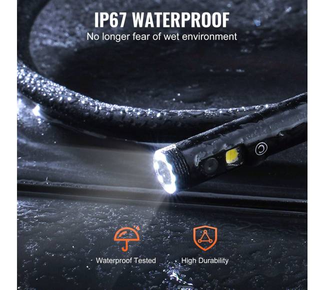 Endoskopinė kamera su šviesomis ir 5 colių ekranu5