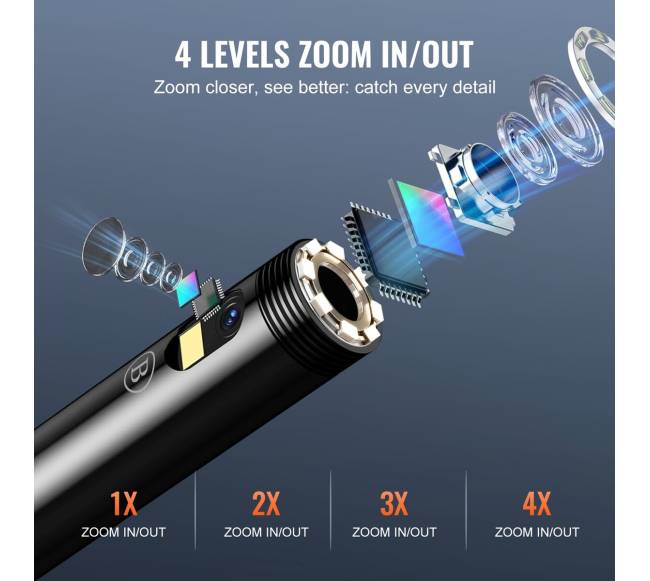 Endoskopinė kamera su šviesomis, dviguba objektyvo boroskopo kamera3