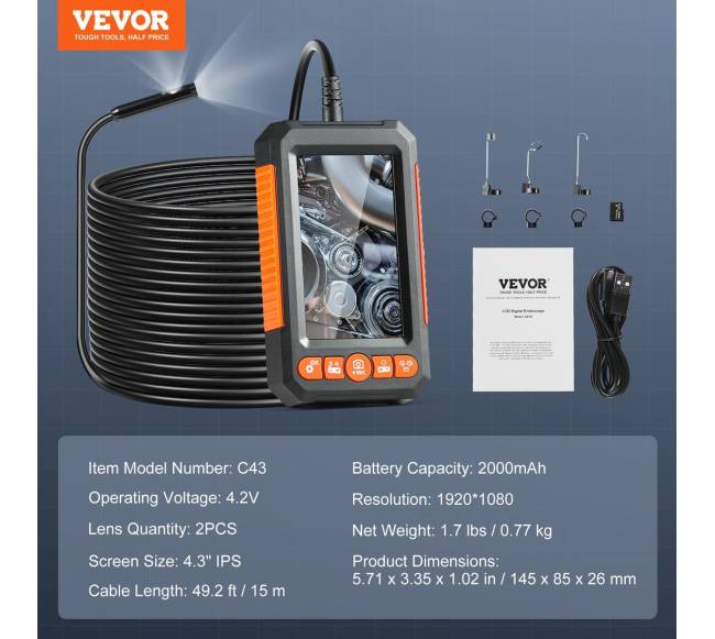 Endoskopinė kamera su šviesomis, dviguba objektyvo boroskopo kamera6