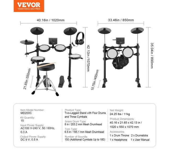 Elektrinė būgnų sistema su 150 garsų6