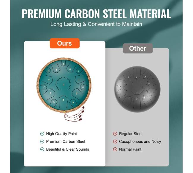 Plieno kalbos būgnas 15 natų, žalias4