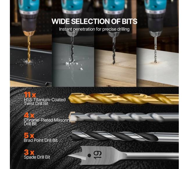 Grąžtų rinkinys su atsuktuvu ir dėklu2