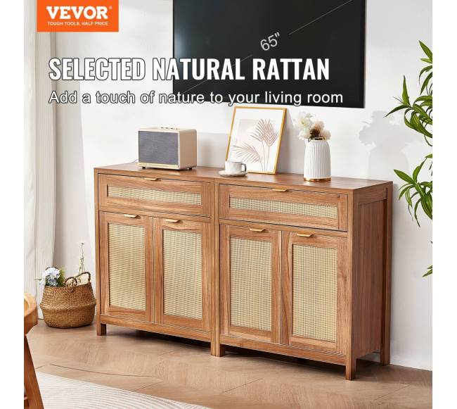 Natūrali rataninė spintelė su 4 durimis1