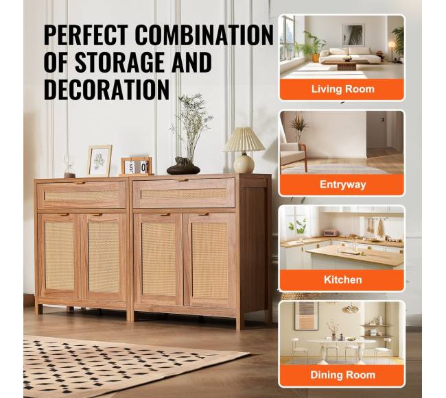 Natūrali rataninė spintelė su 4 durimis5