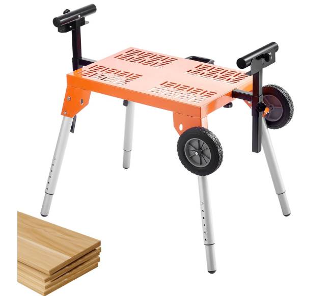 pjūklų stovas su stalu ir ratukais0