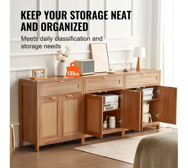 Natūrali tris rinkinys pintinė spintelė su durelėmis2