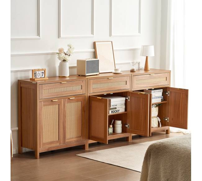 Natūrali tris rinkinys pintinė spintelė su durelėmis7