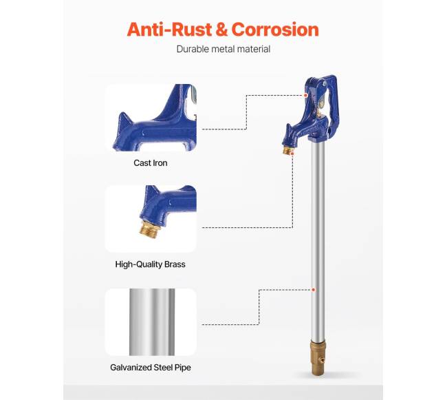 Neužšąlantis kiemo hidrantas 995 mm ilgio, 305 mm užkasimo gylio3