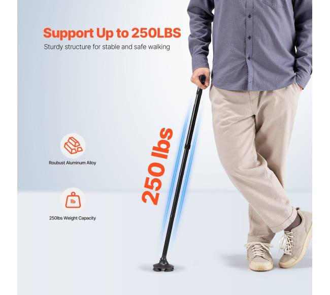 Sulankstoma vaikščiojimo lazda su 4 kojelėmis3