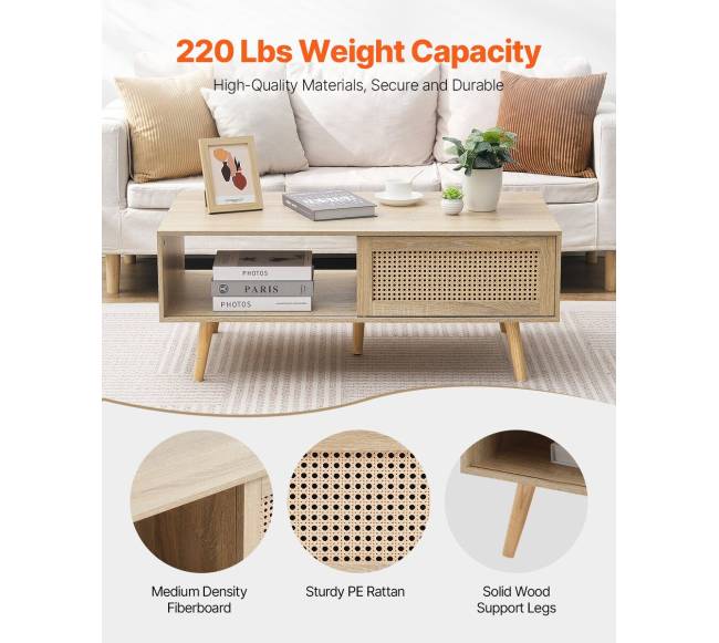 Stačiakampis rataninis stalas su dviem lygiais2