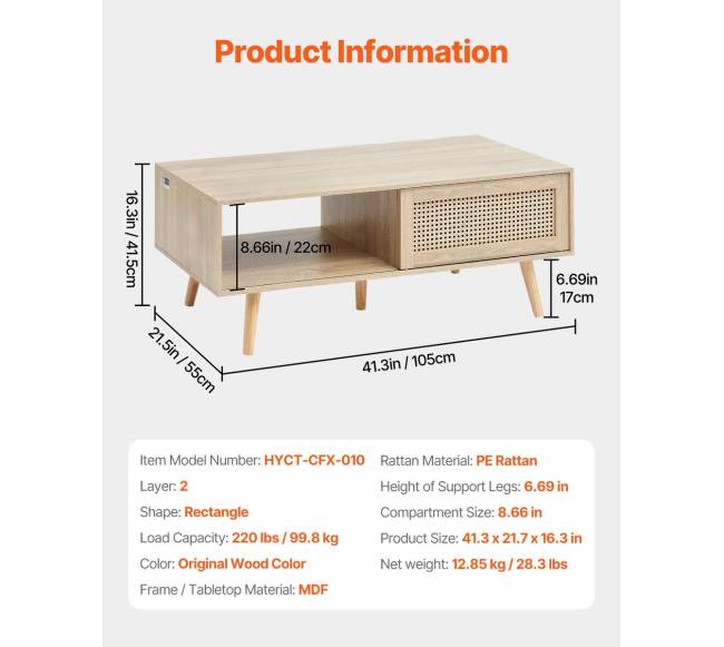 Stačiakampis rataninis stalas su dviem lygiais6