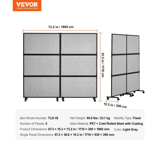 Garsą slopinanti kambario pertvara šviesiai pilka6