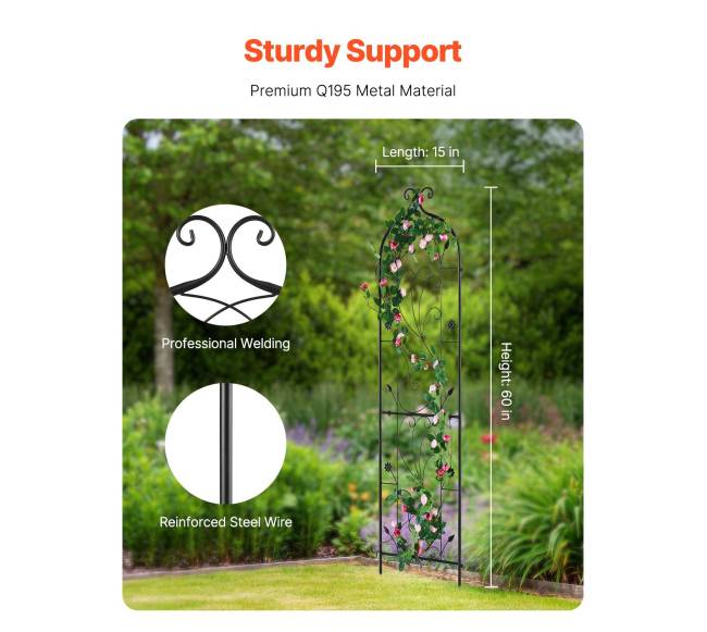 Metalinis sodo parametras vijokliniams augalams 152 x 38 cm1