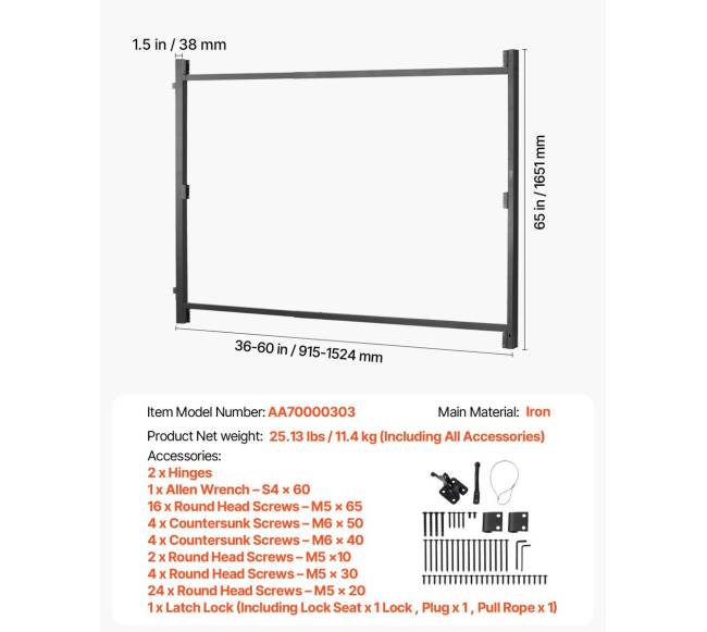 Vartų rinkinys 91-152 cm pločio angoms6