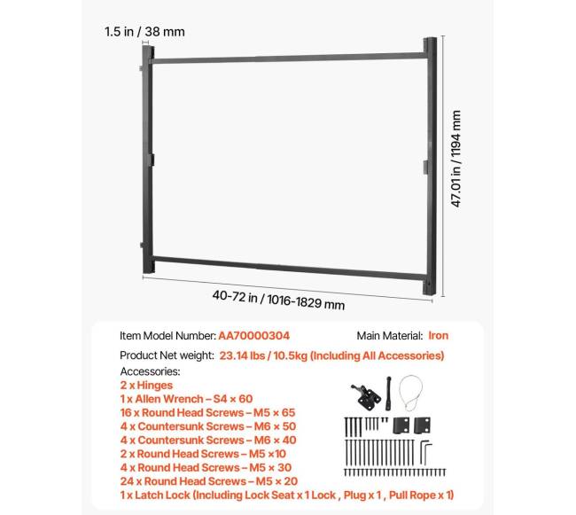 Vartų statybos priemonė, 101-183 cm pločiui6