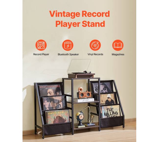 3 pakopų muzikos grotuvų stovas su vinilo laikikliu1