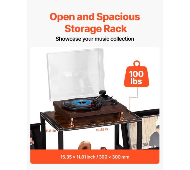 3 pakopų muzikos grotuvų stovas su vinilo laikikliu3