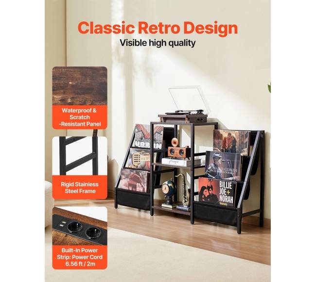 3 pakopų muzikos grotuvų stovas su vinilo laikikliu4