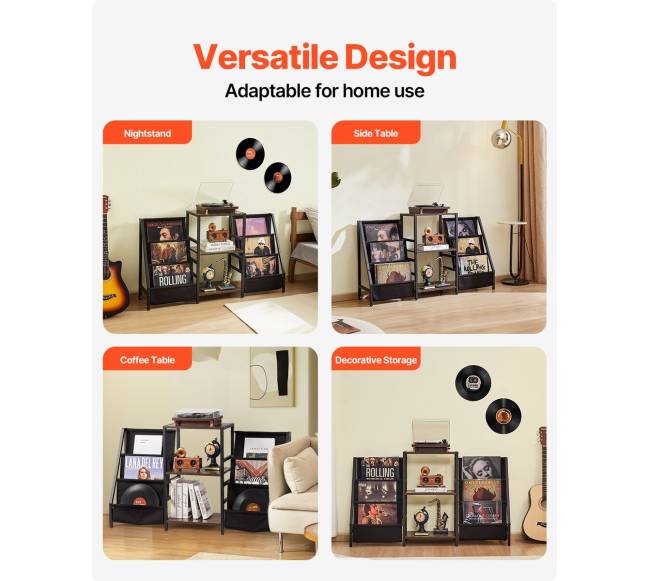 3 pakopų muzikos grotuvų stovas su vinilo laikikliu5