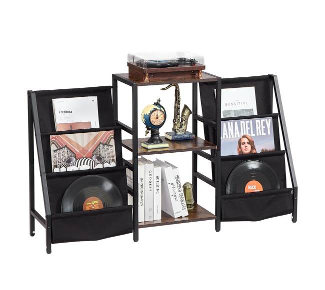3 pakopų muzikos grotuvų stovas su vinilo laikikliu8