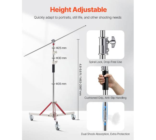 Apšvietimo stovas su ratukais iki 320 cm aukščio2