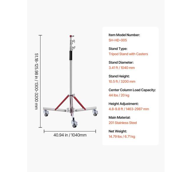 Apšvietimo stovas su ratukais iki 320 cm aukščio6