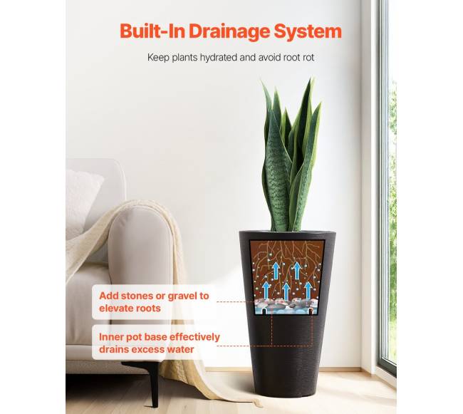 Aukštos apvalios vazonai, 2 vnt, 24 colių3