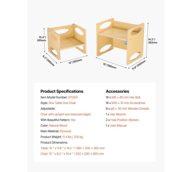 vaikiškas montessori stalas ir kėdė iš medžio6