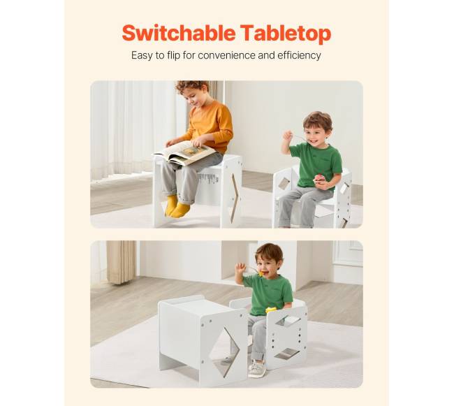 Montessori naudojimo stalas ir kėdutė vaikams balta2