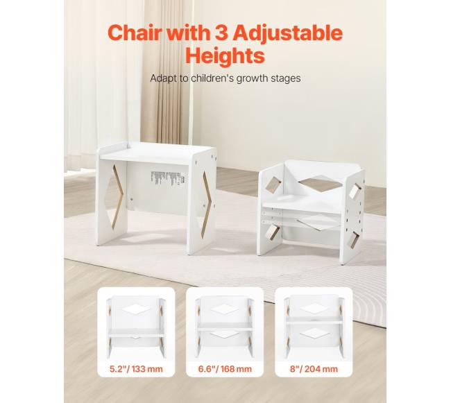 Montessori naudojimo stalas ir kėdutė vaikams balta4