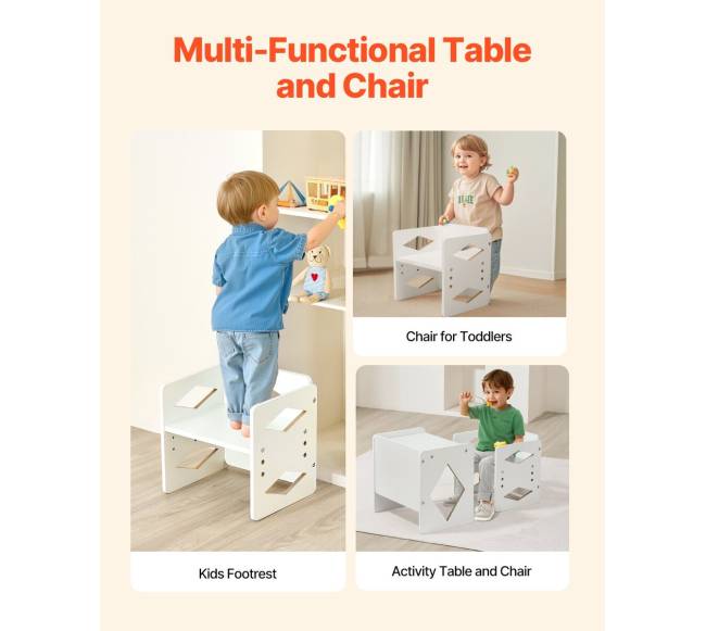 Montessori naudojimo stalas ir kėdutė vaikams balta5
