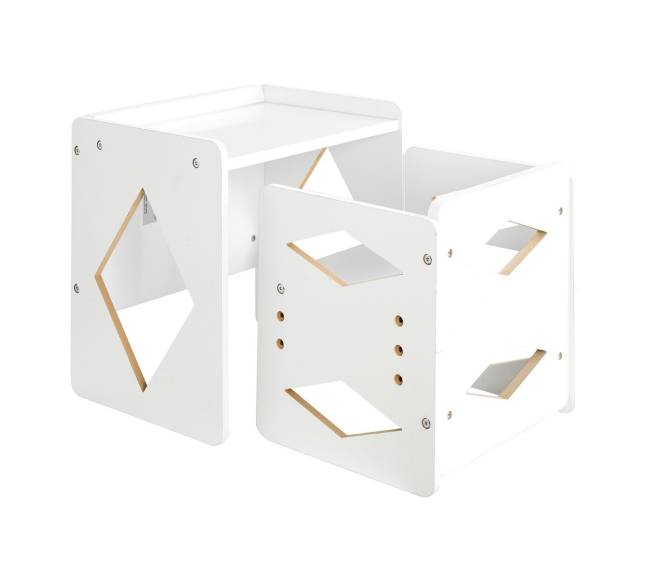 Montessori naudojimo stalas ir kėdutė vaikams balta8