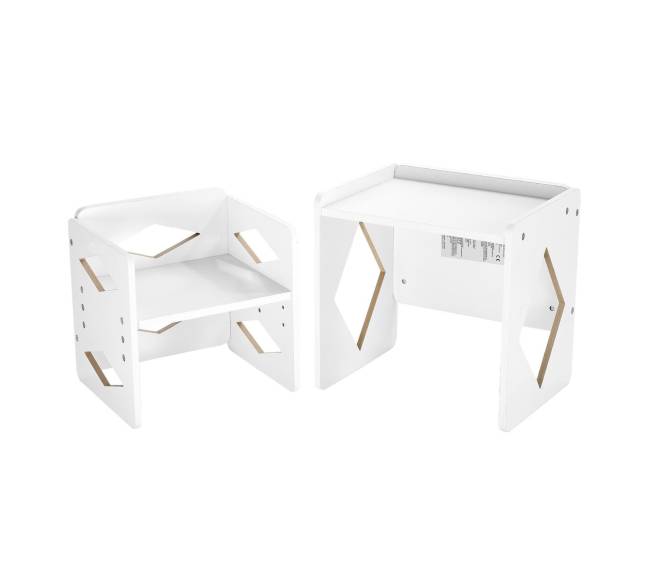 Montessori naudojimo stalas ir kėdutė vaikams balta9