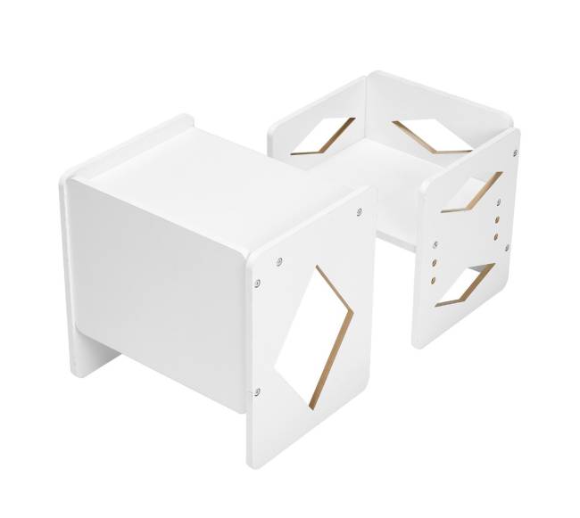 Montessori naudojimo stalas ir kėdutė vaikams balta10