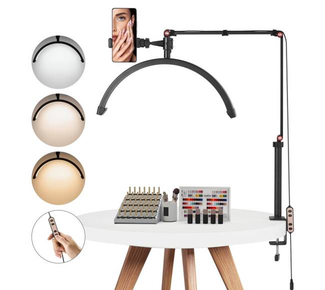 Nagų stalo lempa su laikikliu ir LED apšvietimu0