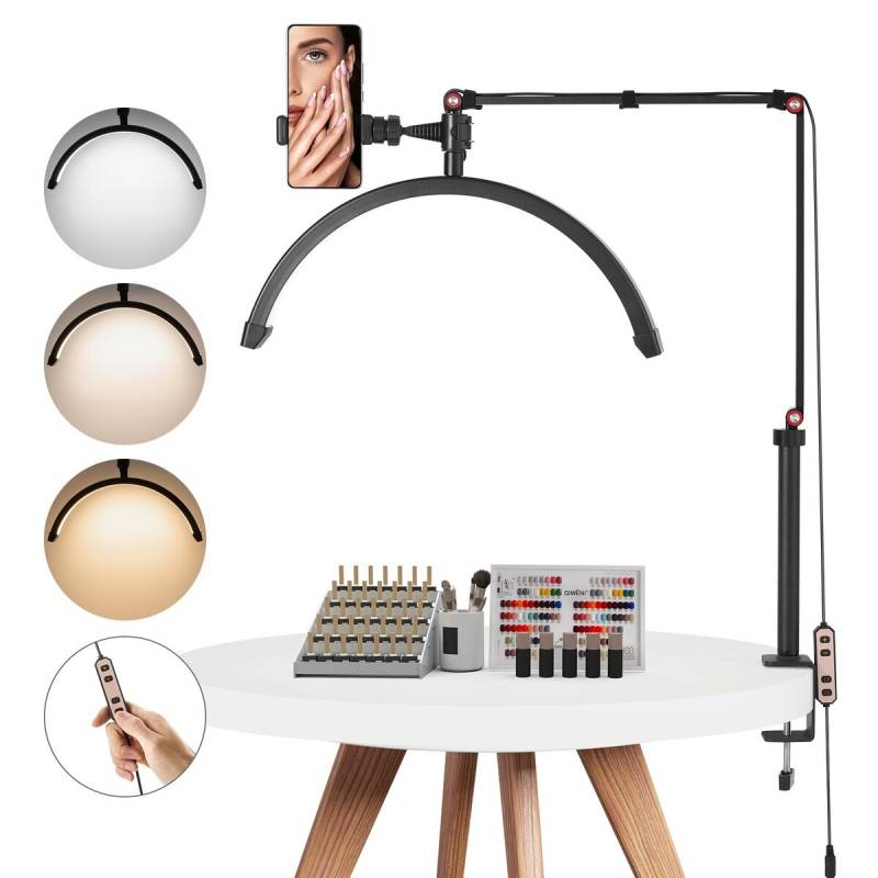 Nagų stalo lempa su laikikliu ir LED apšvietimu0