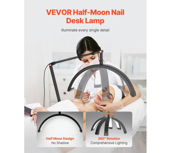 Nagų stalo lempa su laikikliu ir LED apšvietimu1