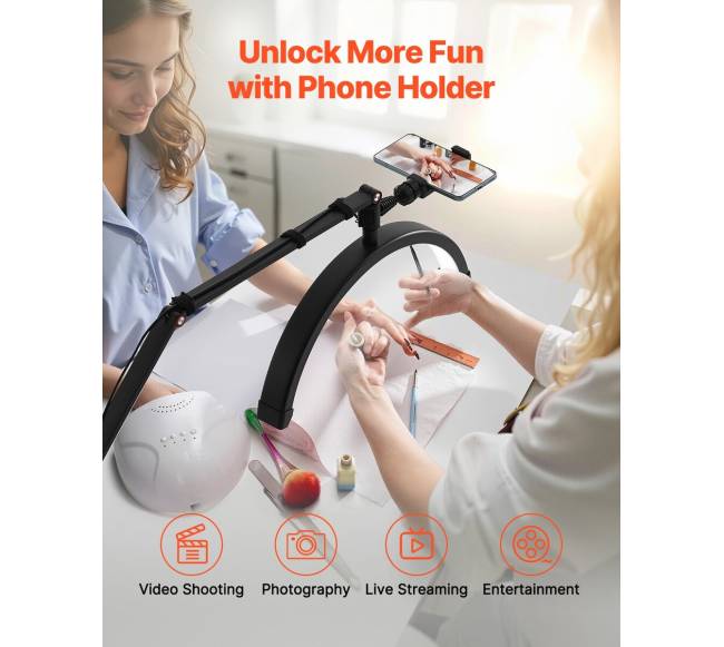 Nagų stalo lempa su laikikliu ir LED apšvietimu3