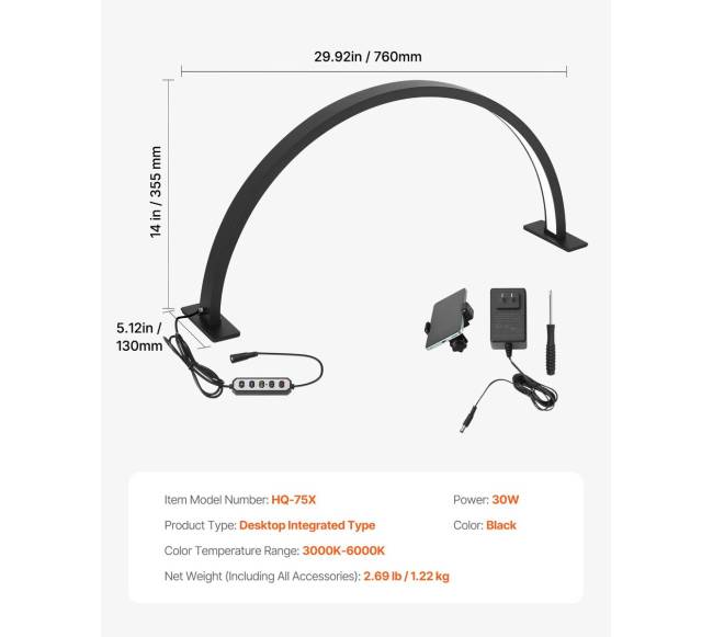 Nagų stalinis šviestuvas 30 W su telefono laikikliu6