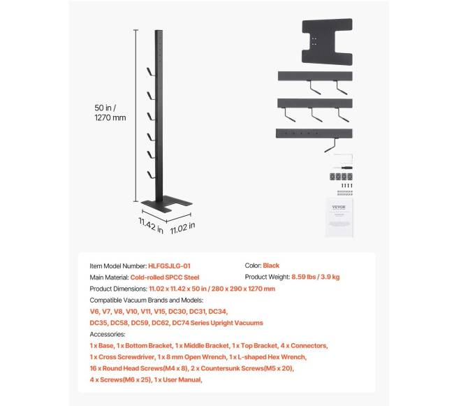 Dulkių siurblio stovas su 6 kabliukais5