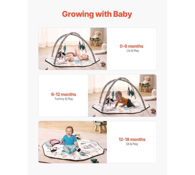 Kūdikio žaidimų kilimėlis su 6 sensoriniais žaislais1