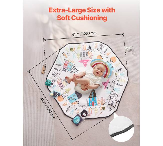 Kūdikio žaidimų kilimėlis su 6 sensoriniais žaislais3