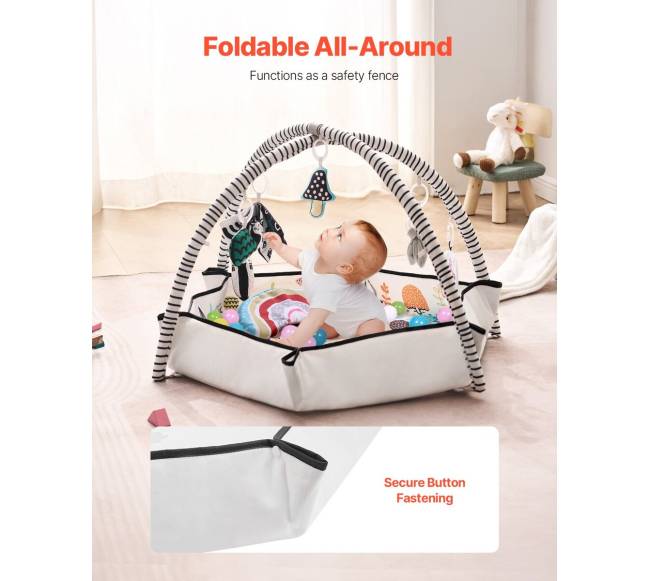 Kūdikio žaidimų kilimėlis su 6 sensoriniais žaislais4