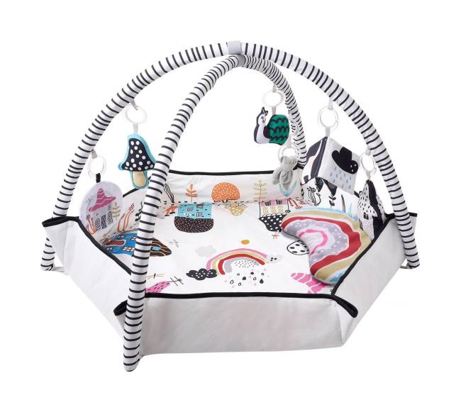 Kūdikio žaidimų kilimėlis su 6 sensoriniais žaislais8