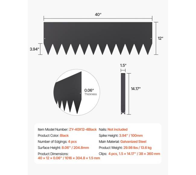 Plieninės vejos borteliai 1016 x 304 mm, 4 vnt.6