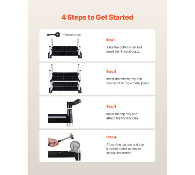 Trijų aukštų vežimėlis su ratukais 226 kg talpos5